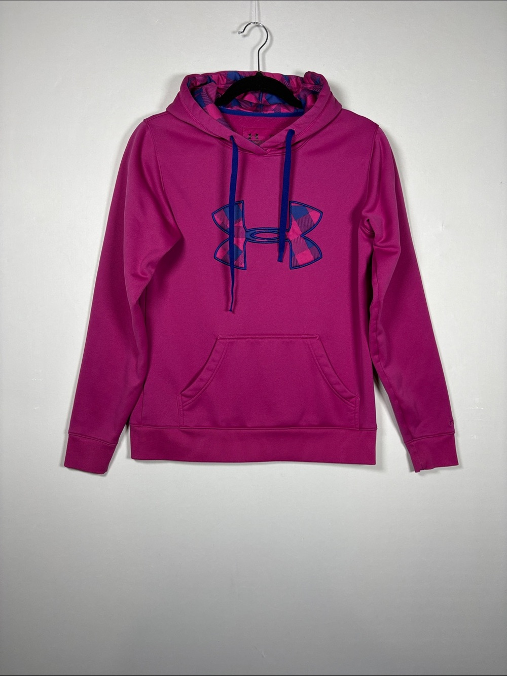 Under Armour Storm Fleece Pink Blue Plaid Hoodie Womens Size S